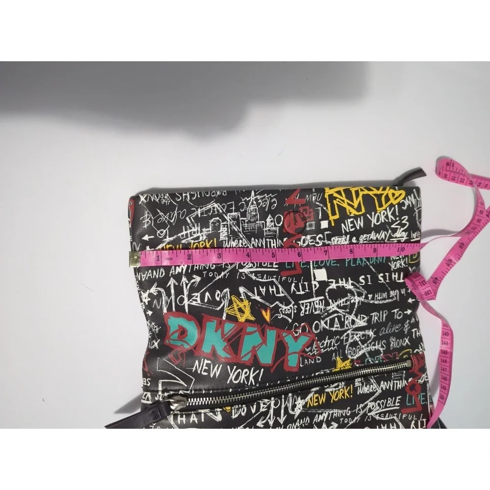 DKNY Tilly Graffiti Fold Over Backpack Purse Top Handle Zip Adjustable